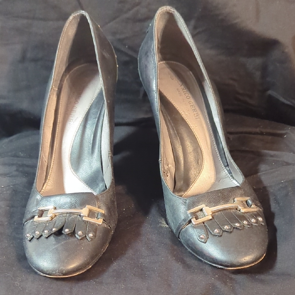 Elegant Black Heels with Silver Accents